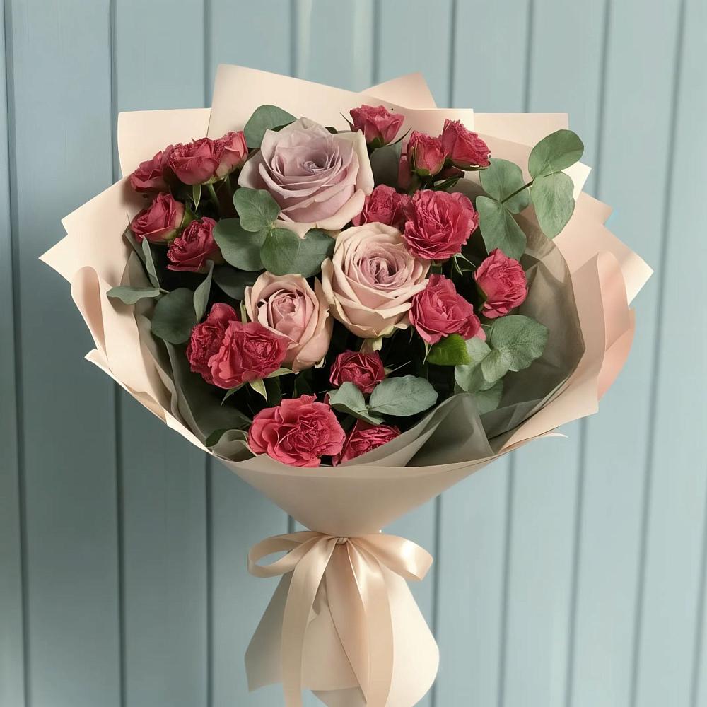 Букет цветов из: Гвоздики и Розы в Мескер-Юрте