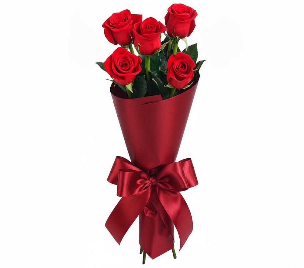 Букет 5 Красных роз Эдлесс Лав в Мескер-Юрте