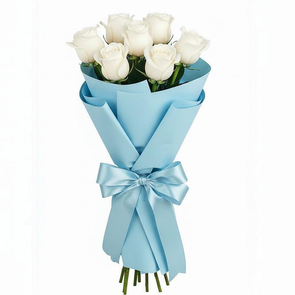 Букет 7 белых роз Проуд в Мескер-Юрте