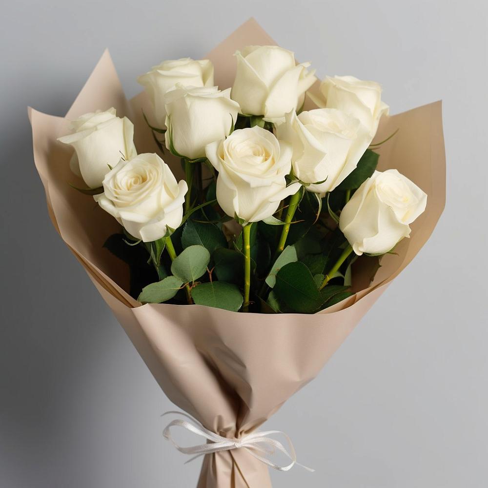 Букет 9 Белых роз Эдлесс Лав в Мескер-Юрте