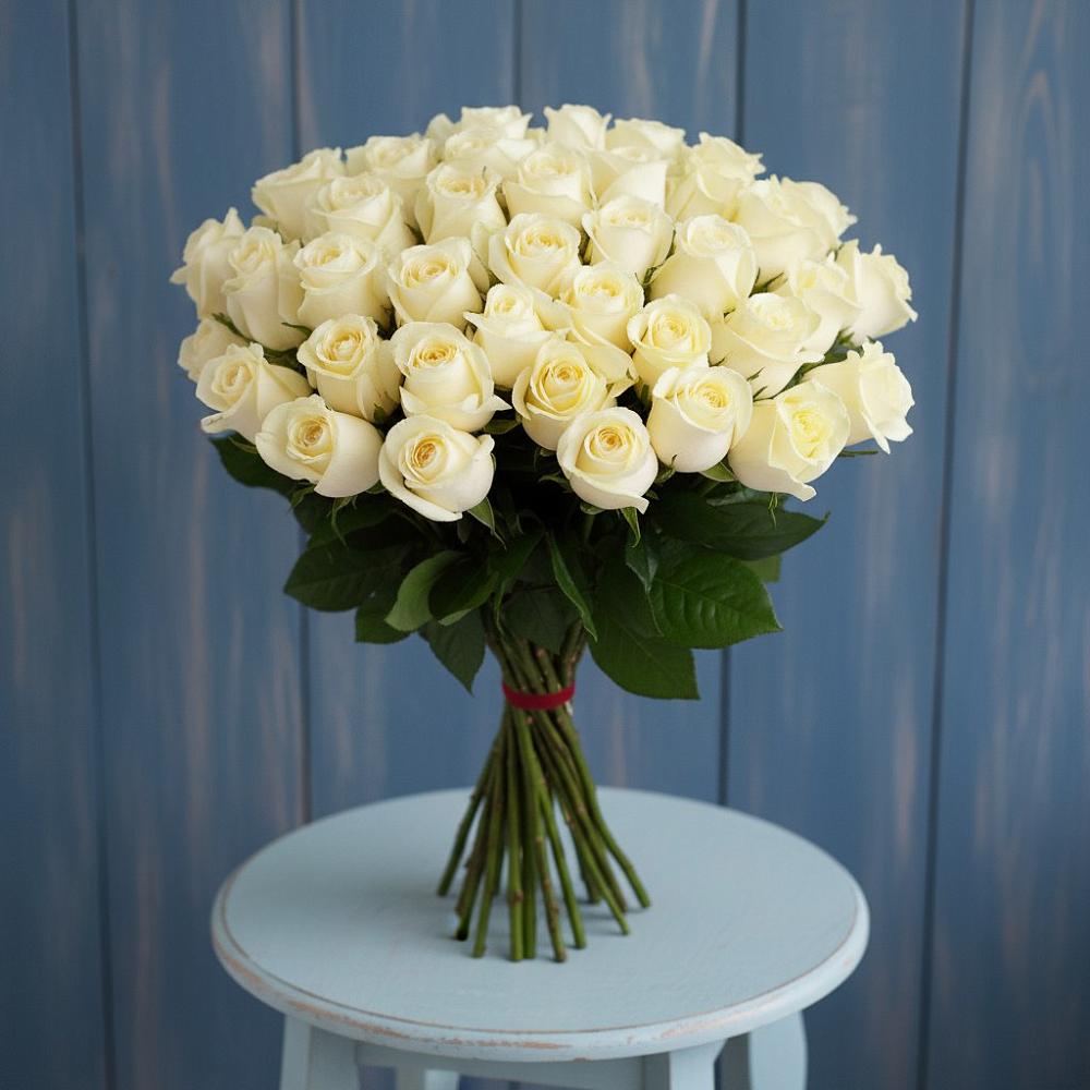 Букет 51 Белая роза Эдлесс Лав в Мескер-Юрте
