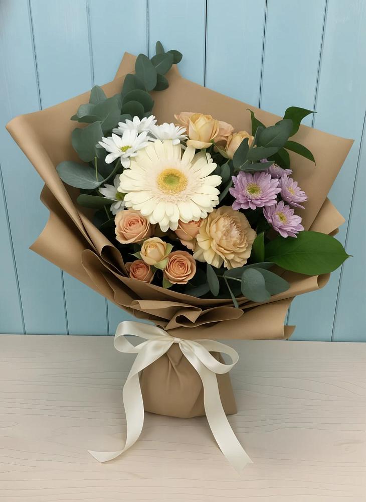 Букет цветов из: Герберы и Хризантемы в Мескер-Юрте