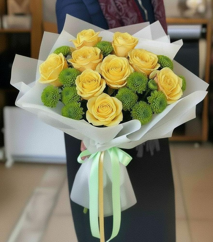 Букет цветов из: Хризантемы и Розы в Мескер-Юрте