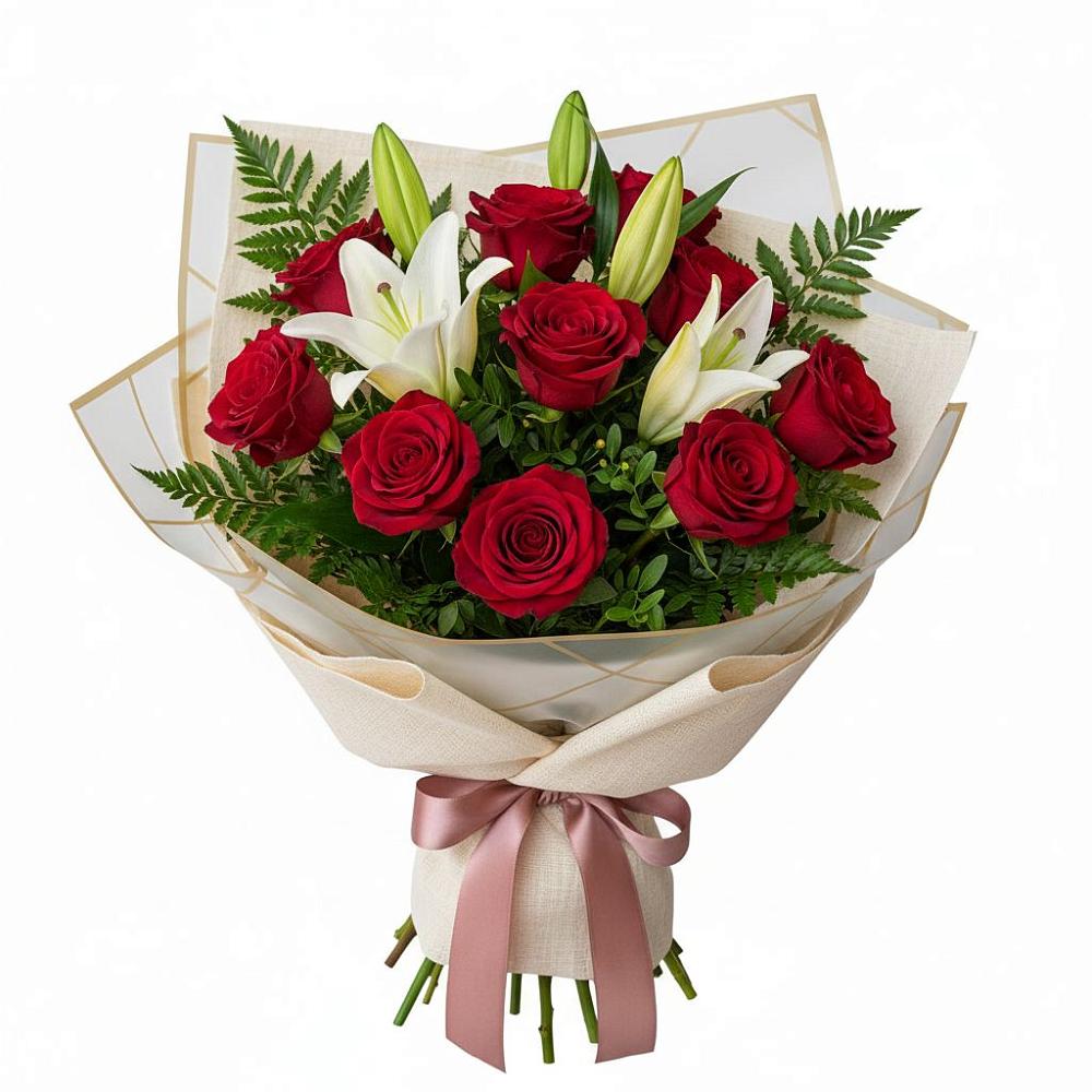 Букет цветов из: Лилии и Розы в Мескер-Юрте