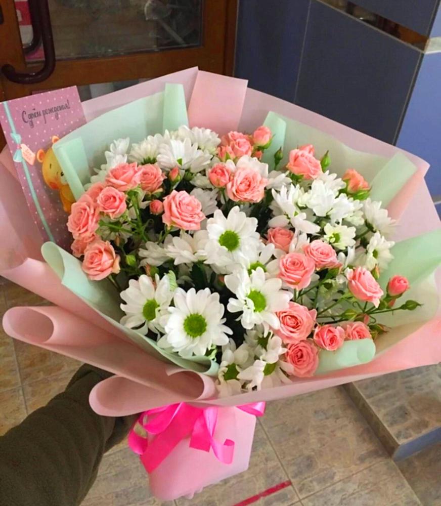 Букет цветов из: Розы и Хризантемы в Мескер-Юрте