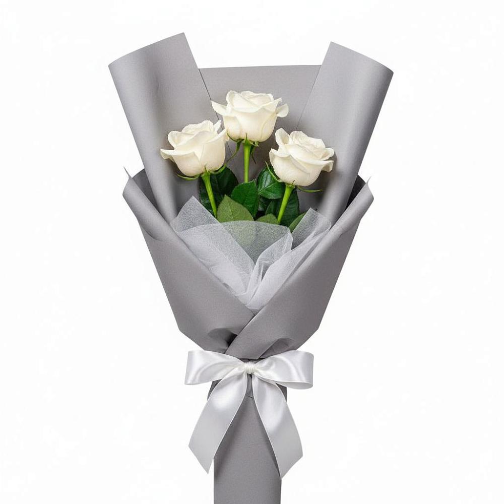 Букет 3 белые розы в Мескер-Юрте