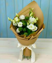 Букет цветов из:  Хризантемы и Лизиантусы #REPLACE_PRED# Мескер-Юрте