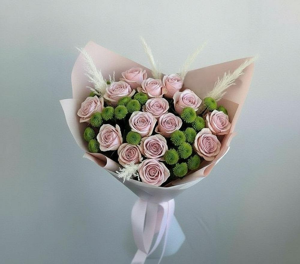 Букет цветов из: Розы и Хризантемы в Мескер-Юрте