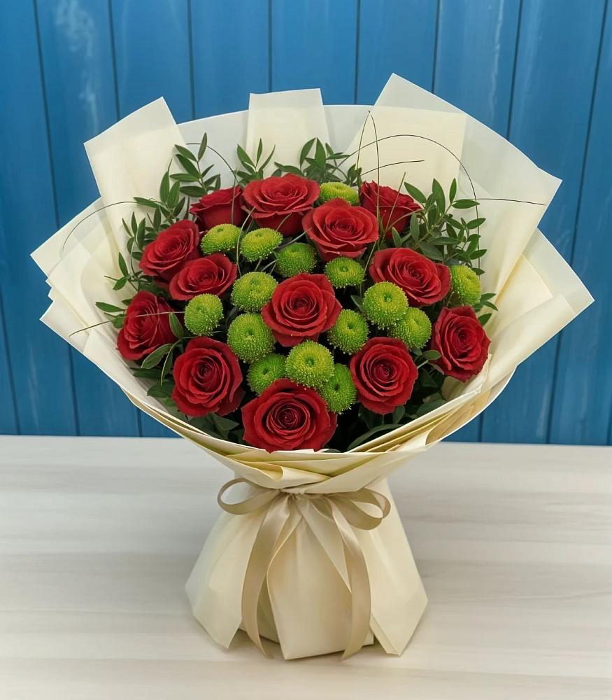 Букет цветов из: Розы и Хризантемы в Мескер-Юрте