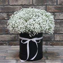 Цветочная композиция из Гипсофила в шляпной коробке в Мескер-Юрте