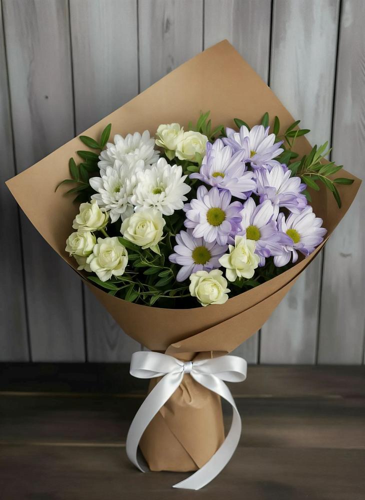 Букет цветов из: Хризантемы и Розы в Мескер-Юрте