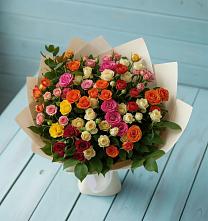 Букет Микс из разноцветных кустовых роз в Мескер-Юрте