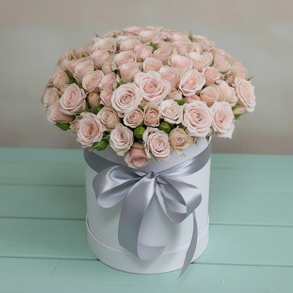 Цветочная композиция из Розы в шляпной коробке в Мескер-Юрте